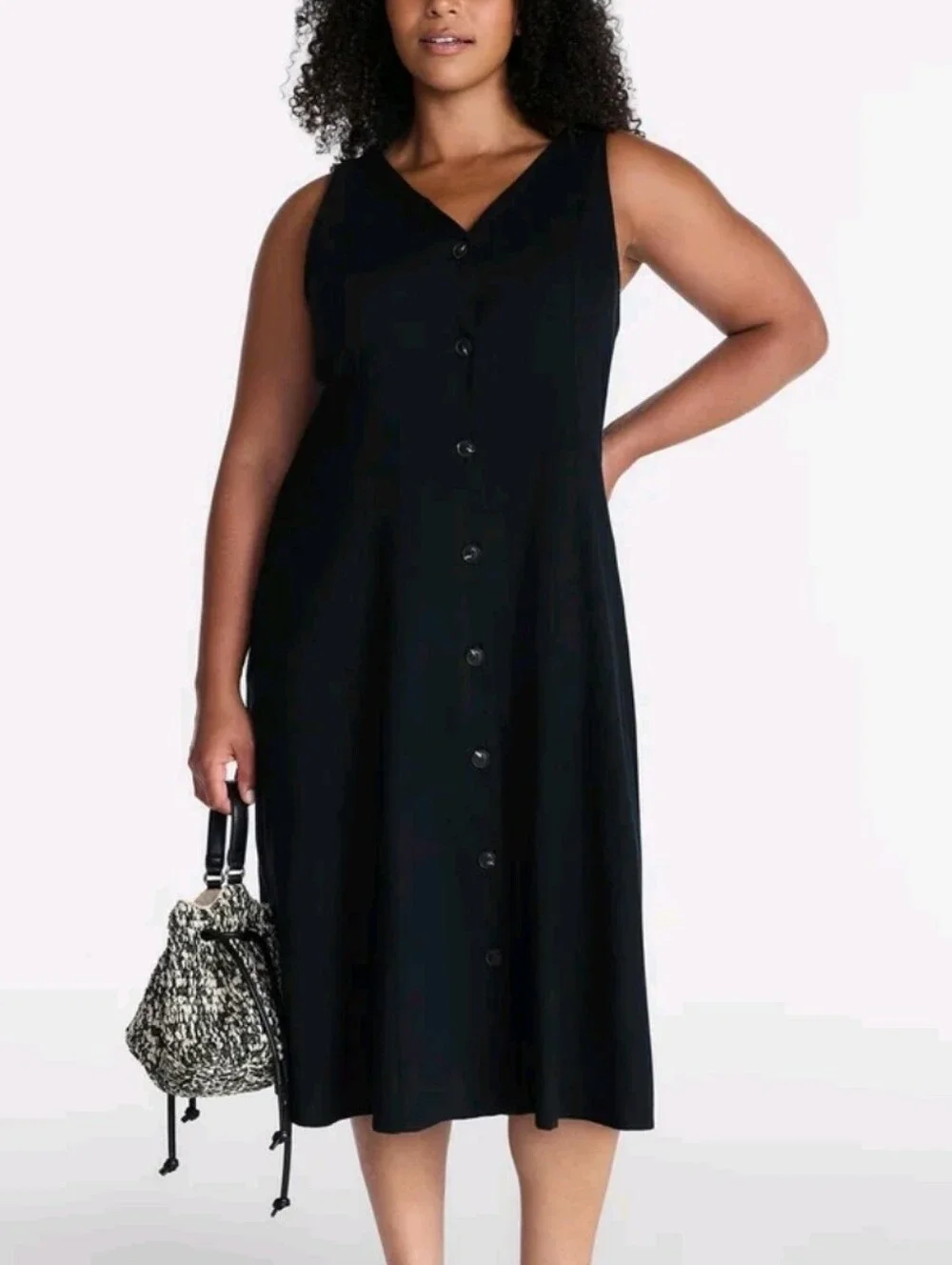 Time and Tru Women’s Sleeveless Button Down Midi Dress, Size Medium NWT